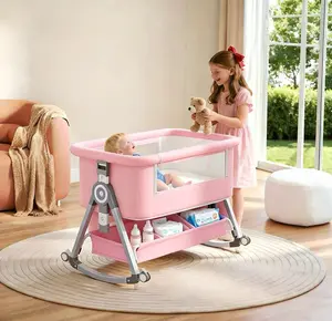 Trenect Foldable Baby Bassinet Bedside Sleeper Portable Crib with Wheels Diaper Changing Table Adjustable Height Infant Co-Sleeper for Newborns Breathable Mesh Bassinet with Wheels Portable Bedside Crib mom fann bassinet