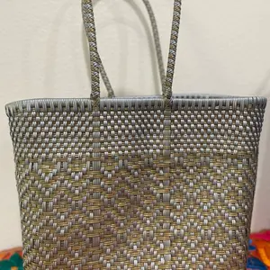 Gold and silver tote bag