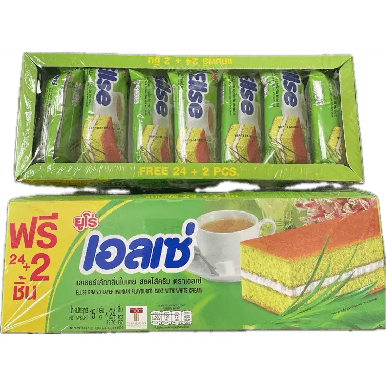 Ellse Pandan Flavor Layer Cake - 12.7oz Ambient Snack Cake with Eggs, Coconut Powder, Glycerin, Sweet Dessert