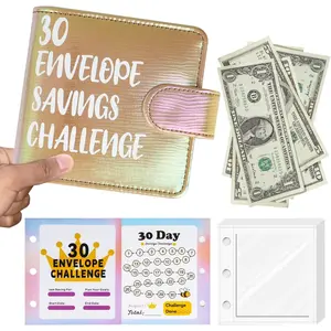 Mini  Challenge Binder - Save $465 / $1000 in 1 Month with 30  Envelopes & Budget , PU Leather Beginner Budgeting Kit Portable  Saving Book