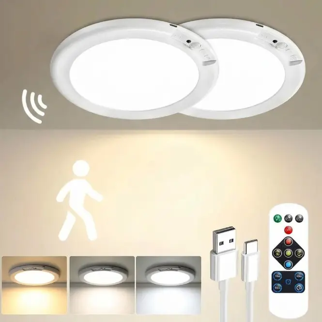 Rechargeable Remote-Controlled Magnetic Wireless Battery-Powered Motion-Based Sensor Pendant Light for Closet, Stairs, Porch, Motion-Based Pendant Lights, Remote-Controlled Pendant Lights