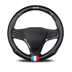 High Quality Car Anti-Slip Steering Wheel Cover Carbon Fiber Leather Booster Cover For GMC Terrain Acadia YUKON XL Sierra Auto Interior Accessories