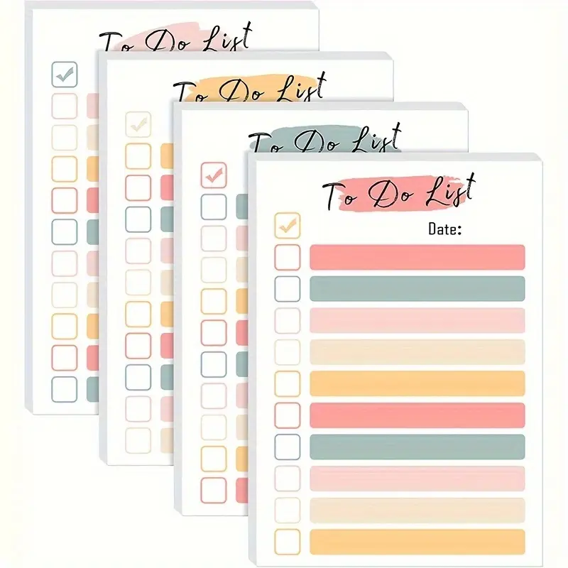 4 Packs To-Do List Notepad, Daily To-Do List Sticky Notes, Funny Stickers, Sticky Labels, Color Portable Planner for Coworkers, Funny Office Gifts, Office Supplies