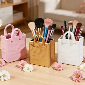 1 resin handbag pen holder for desktop storage (makeup brush/vase storage) for home/office decor, Stationery storage organizer, Desk Accessories, suitable for wedding/anniversary/birthday/back-to-school/Mother's Day gifts
