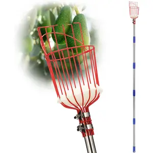 Fruit Picker Pole Tool with Basket Long Handle, 35-65 Inch Adjustable Apple Orange Picker Pole Tool with Basket for Avocado Acorn Lemon Pear Mango Tree Picker
