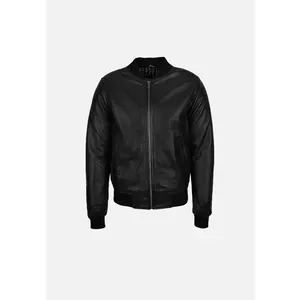 Beazley MA1 Black Leather Bomber Jacket