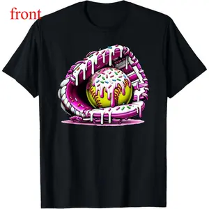 100%25 cotton Unisex Softball Drip Ice Cream Sprinkles Softball Glove T-Shirt