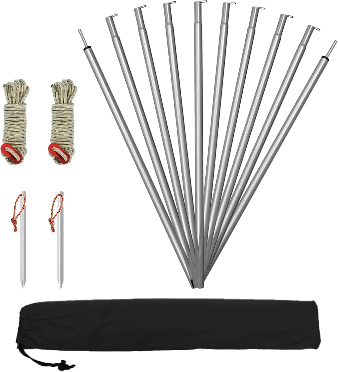 Tarp Poles Adjustable Canopy Pole,Portable Camping Accessories 75in Heavy Duty Poles Thicker Tent Pole with a Diameter of 0.78in Rods for Camping Tarps,Awnings, Shelters, Hiking,Backpacking