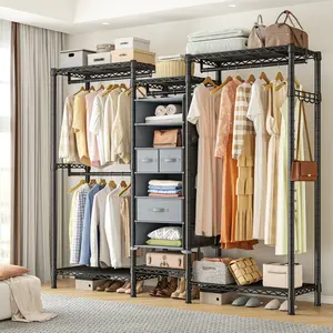 Garment Rack with Storage 3 Drawers & Hanging Rods, Heavy Duty Clothes Rack for Hanging Clothes, Portable Wardrobe Closet with Shelves, Max Load 800LBS, 16" D x 61" W x 76.5" H