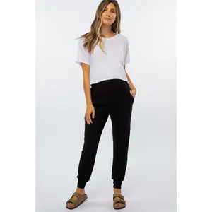 Black Maternity Band Jogger Pants