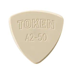 TOKEN A2-50 Large Triangle Pick Tan PEEK Material Stiff Wear Resistant Low Friction 1.27 mm