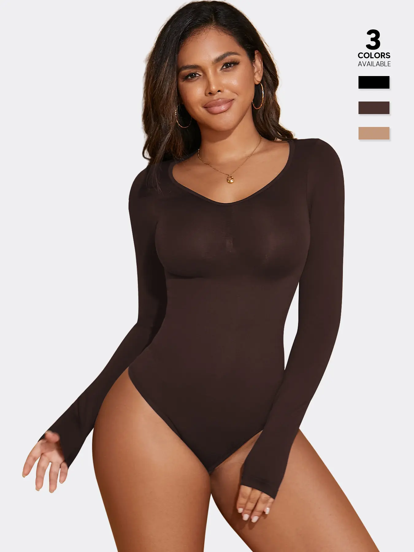 Women's Long Sleeve Everyday Shapewear Bodysuit, Slim Fit Smooth Stretchy One-Piece, Tummy Control Top, Seamless Body Shaper for Layering, Underwear, Basic, Body Shaping Shapewear, Body Shapewear Faja