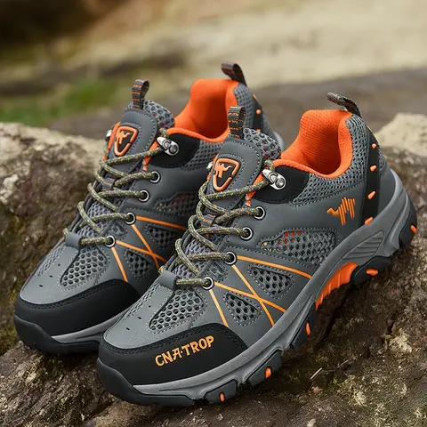 Men's Laces Outdoor Hiking Shoes, Summer Breathable Anti-Slip Climbing Shoes, Middle Elderly Dad Shoes, Casual Sport Walking Shoes, Outdoor Trekking Shoes