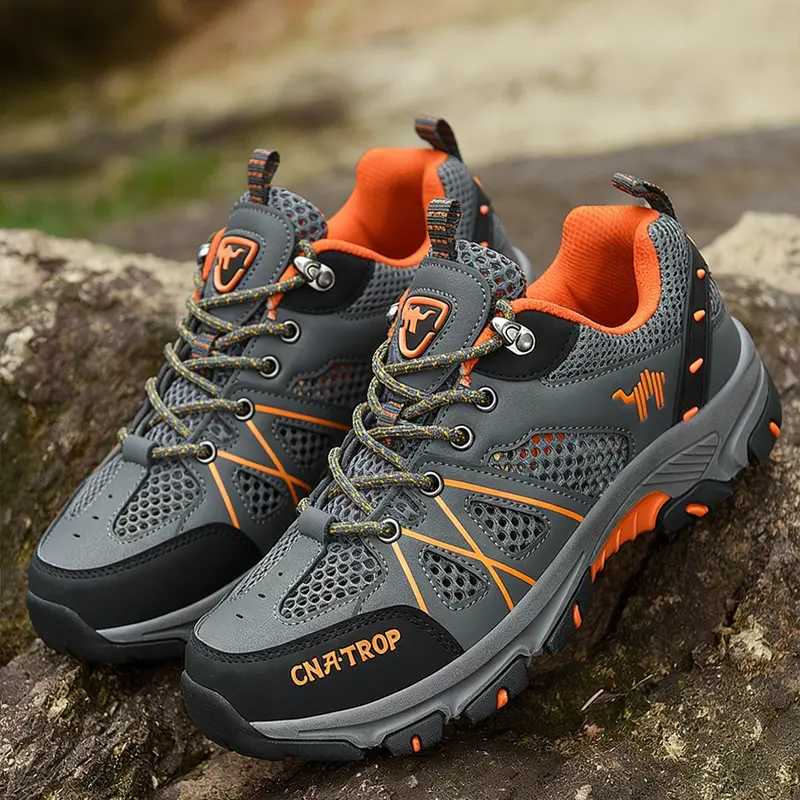 Men's Laces Outdoor Hiking Shoes, Summer Breathable Anti-Slip Climbing Shoes, Middle Elderly Dad Shoes, Casual Sport Walking Shoes, Outdoor Trekking Shoes