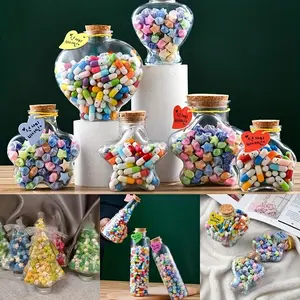 Handmade Plastic Candy Bottle with Star Folded Paper Stars for DIY Wish Bottle Creativity Craft Supplies, Unique Gift Idea