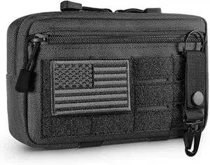 Tactical Molle Admin Pouch 8.7"x5.3"x2.2" Durable 1000D Nylon EDC Tool Pouch with US Flag Patch & Keychain Modular Storage Solution Essential Pack TikTokShopJumpstartSale