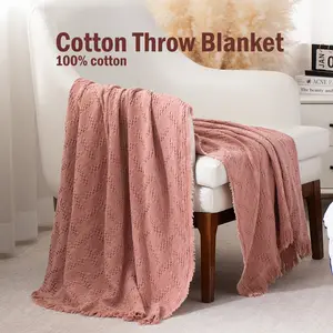 Kasentex Classic Cotton Throw Blanket - Cozy, Soft Warm, Lightweight, Breathable All-Seasons for Couch, Home Decor (60x50 in), Cozy Throw Blanket, Soft Warm Blanket