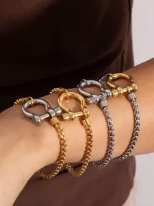 Ladies and gentlemen stainless steel asymmetrical bracelets, creative and fashionable waterproof Non Tarnish party jewelry gifts, daily wear accessories, best friend gifts, suitable for daily matching, outdoor hiking bracelets