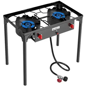Bestfire 150,000 BTU Outdoor Gas Stove, 2 Burner Propane Stove with Regulator，Removable Legs for Backyard BBQ Cooking Camping Gas Grill home brewing picnic cooker turkey frying