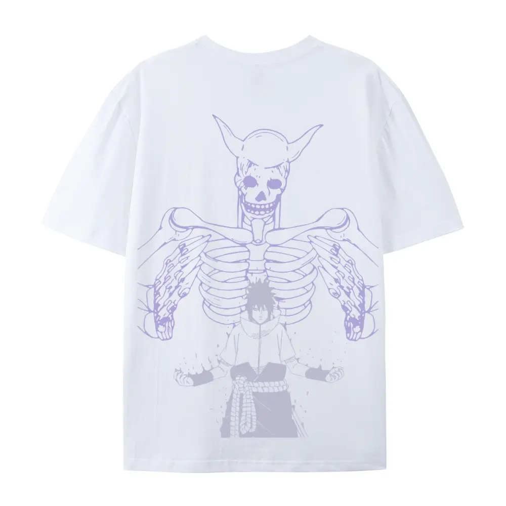 Menswear Naruto Sasuke Uchiha Susanoo Chakra Graphic Short-Sleeve T-Shirt, Breathable Casual Cotton Fabric, Unisex Streetwear Couple Gift