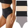 FINETOO Women High Waist Seamless Thongs Tummy Control Underwear Soft Stretchy Bikini Panties No show T-back S-3XL Comfy Womenswear 4pcs Springtok