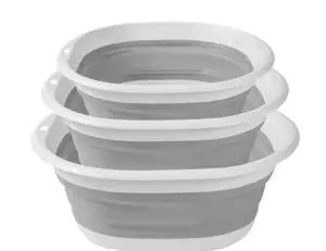 3 Pcs Collapsible Wash Basin Set, Foldable Dish Tub, Small Medium Portable Sink for Kitchen, Camping, RV, Baby Bottles, Laundry, Plastic Washbasin (Gray 15 /12.6 / 10inch) - Home Improvement.