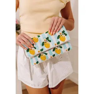 Lemon Love Beaded Stripe Clutch