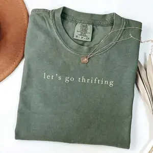 Comfort Colors Let’s Go Thrifting T-Shirt, Vintage Thrift Shopping Graphic Tee, Sustainable Fashion Shirt, Cute Bargain Hunter Outfit, Retro Style Top for Men and Women - HARSIN