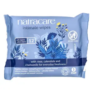 Natracare Soft Organic Cotton Intimate Wipes, 12 Wipes