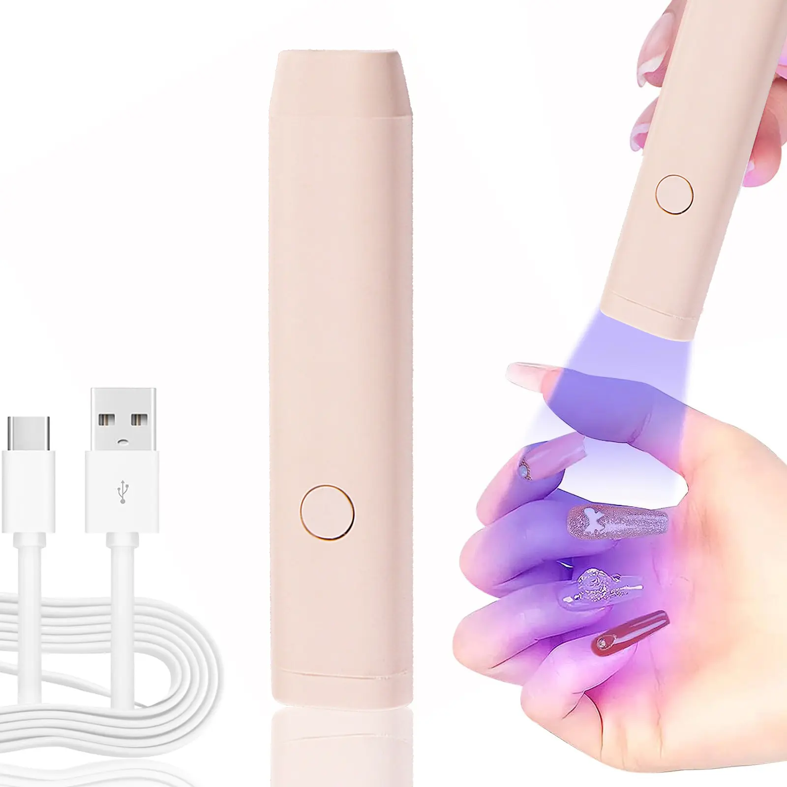 Portable Mini UV LED Nail Lamp for Gel Nails, Handheld Flash Cure Nail Light USB Fast Curing Nail Dryer for DIY Home Salon
