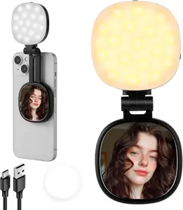 3 in-1 Magnetic Mirror Selfie Light 360° LED Fill Light and Phone Stand, Portable Rechargeable 270° Tilt Ring Light for Selfie, Christmas Makeup, Vlogs, Live Streaming, Video Calls