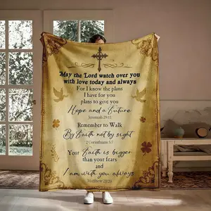 May The Lord Watch Over You Flannel Throw Blanket, For I Know The Plans I Have For You Bible Verse Pattern Soft Warm Cozy Nap Blanket for Couch Bed Sofa, Christian Inspirational Gift for Her Him Believer, Birthday Christmas Holiday Gift