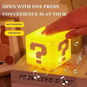 LED Question Mark Block Light USB Rechargeable 3D Night Light with Musical Functionality Ideal Gift for Ages 14+