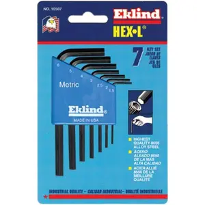 212 MAIN 7Pc. Metric L-Handle Hex Key Set - Chrome Steel Short Arm, Rust-Resistant, Labeled Tip Sizes