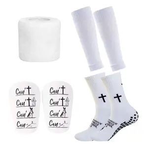 Anti-slip Football Men's Socks and Guard Set, Non-slip Soccer Socks with Shin Guards, Football Protective Set for Men & Women, Soccer Accessories White compression socks football, grip socks , grip socks for soccer, grip sock,Gift Menswear