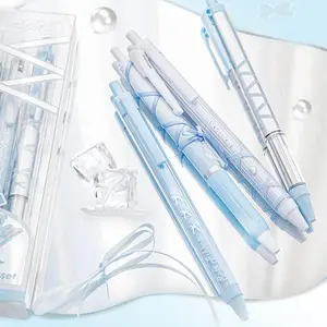 Ballet Ribbon Design Gel Pen, 4 Counts/box Lovely Portable Press Type Gel Pen, Smooth Writing Pens, Office Stationery for Home School Dormitory Exam