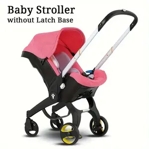 Baby stroller Multi-functional highlandscape Folding Stroller, Cotton Seat Cushion, the Push Rod can be Adjusted Up, Down, Forward And Backward,Shopping Mall Baby Stroller,High-Quality Travel Baby Stroller Adjustable pink Convertible Reversible
