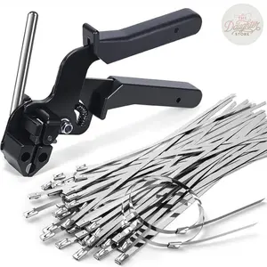 [TDS] Stainless Steel Cable Tie Gun Kit-100PCS 11.8 inches 304 Heavy Duty Metal Zip Ties, 200LBS Tensile Strength & UV Resistant-for Fence, Exhaust Pipe, Chicken Coop & Industrial Use