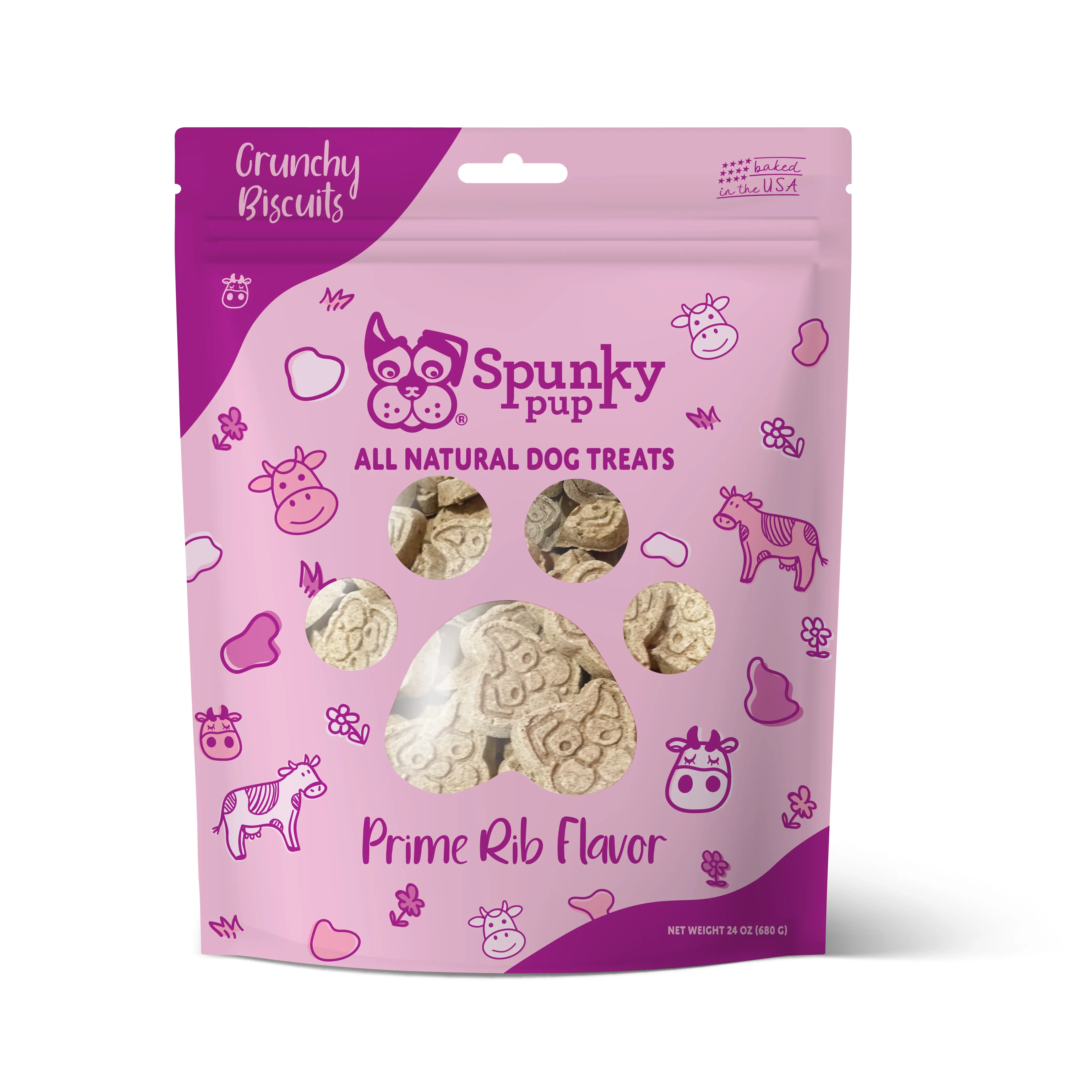 Spunky Pup Everyday Biscuits - All Natural Baked Biscuits Dog Snack, 24 oz (5 Flavor)