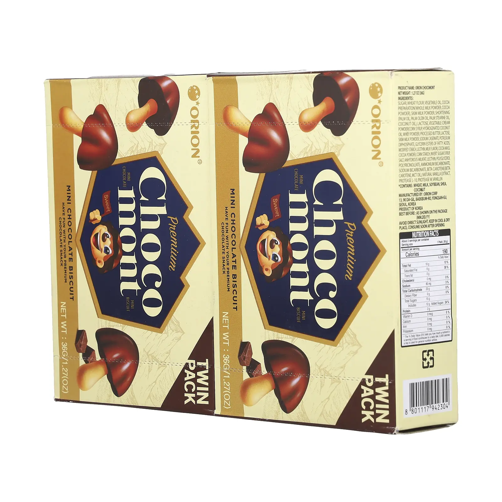 Orion Premium Choco Mont, Mini Chocolate Biscuit, 2 Packs, 1.27 oz (36 ...