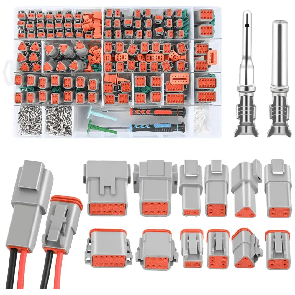 Nilight Waterproof Cable-to-Cable Automotive Connector Kit (50 Sets with Receptacle), Thermoplastic Housings (2/3/4/6/8/12-PIN), 16-Size Stamped-Formed 14-18 AWG Contacts, Secondary Wedgelocks, Removal Tool, Racing-Compatible, 13 A Multiple Pins Design