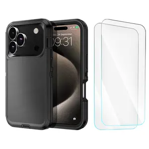 Entronix Bundle Compatible with iPhone 17 Pro Max - Heavy Duty Case & 2 Clear Screen Protectors