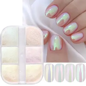 Moonlight Mirror Nails Powder Metallic Chrome Effect Pigments Gel Polish Laser Dust Glitter Aurora Shiny Pearl Nail Manicure Dec Full Beauty