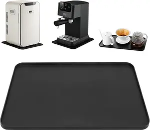 Mini Fridge Silicone Mat with Convex Edge 13.0 x 9.0 Inch Leak and Spill Protection Appliance Mat Black