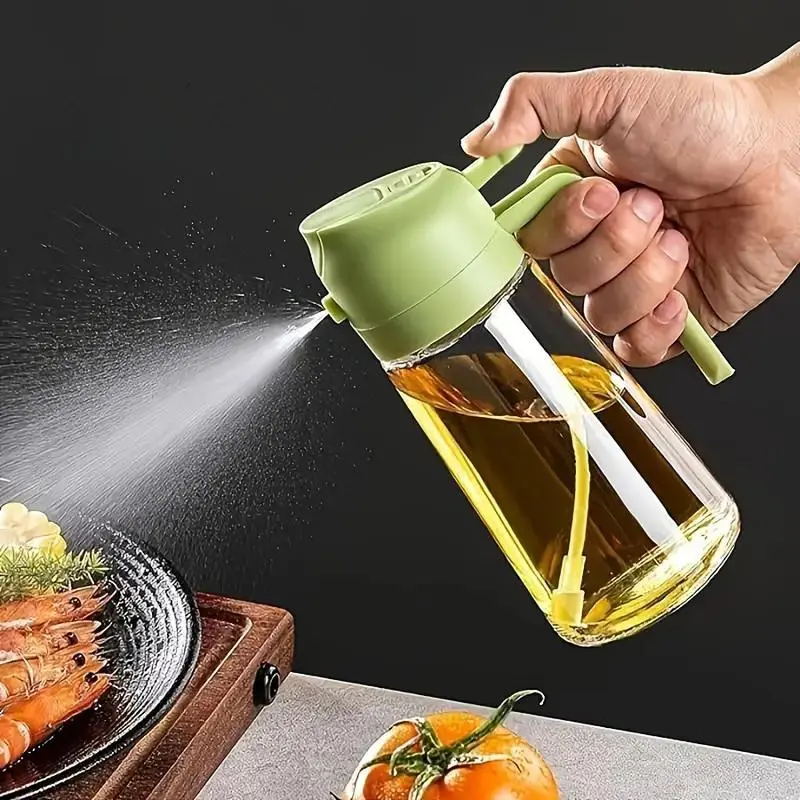 2 in 1 Olive Oil Sprayer, 16oz Olive Oil Dispenser, Automatic Flip Top Olive Oil Sprayer, Kitchen Gadgets for Cooking, Baking, Frying, Utensils