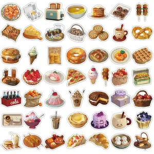 Food Themed Sticker, 50pcs/set Cartoon Food Pattern Sticker, DIY Decorative Sticker for Phone Case & Computer & Guitar & Scrapbook