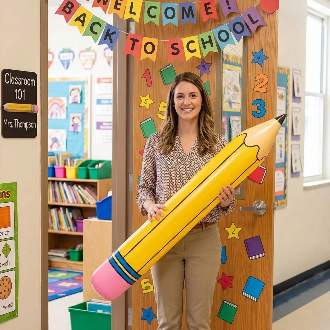 Giant Inflatable Pencil Toy, Durable PVC Material, Reusable Decorative Item, Creative Decoration, Perfect for Birthday Parties, Pool Parties, Graduation Events