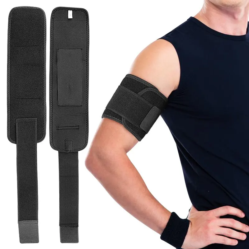 Adjustable Arm Support Brace Compression Arm Sleeve Bicep Triceps Stabilizer Strap Sports Arm Guard for Gym Weightlifting Basketball Tennis Fitness Enthusiasts