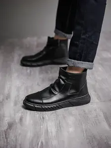 Men's Comfortable Classic British Style Work Boots, Short Boots, Trendy Boots, High-Top Fashion Lightweight Leather Boots