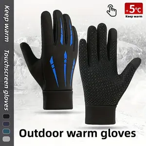 Men's Winter Gloves, Windproof Cold Protection, Touchscreen Compatible, Non-Slip Grip, Elastic Wristband & Cuff, Skiing, Driving, Running (/blue)